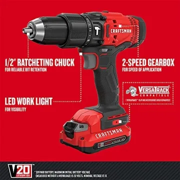 CRAFTSMAN V20 Cordless Drill Kit with 2 Batteries