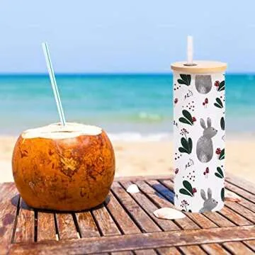 INSTOME 17oz Sublimation Glass Tumbler,Gradient Frosted Glass Jars with Bamboo Lid,Glass Water Bottle for Mother's Day,Father's Day Gift