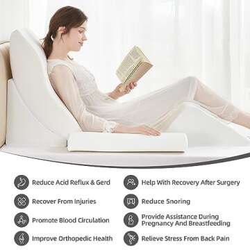 A2ZCOMFY 4pcs Orthopedic Wedge Pillow Set, Adjustable Bed Wedge Pillow for Sleeping, Post Surgery, Wedge Pillow for Neck, Back, Knee & Leg Pain Relief, Memory Foam Pillow for Acid Reflux, GERD, White