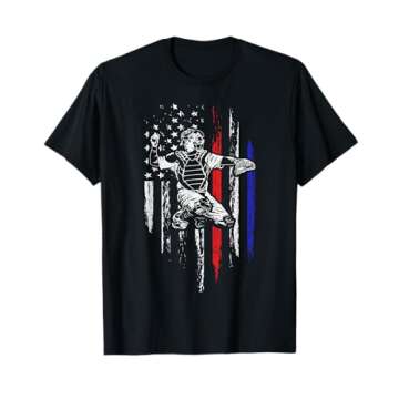 Baseball American Flag Patriotic Catcher 4th Of July Gift T-Shirt