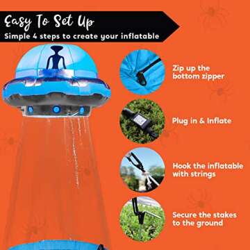 Joiedomi 9 FT Tall Halloween Inflatable UFO Yard Decor