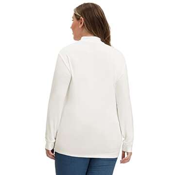 Women Plus Size Long Sleeve Mock Neck Lightweight Pullover Slim Shirt Tops