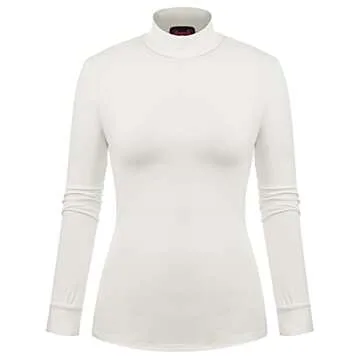 Women Plus Size Long Sleeve Mock Neck Lightweight Pullover Slim Shirt Tops