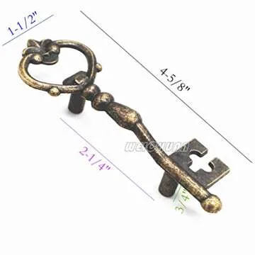 WEICHUAN Antique Zinc Alloy Bronze Key Shape Knobs Pulls Handles - Decorative Kitchen Cabinet Wardro...