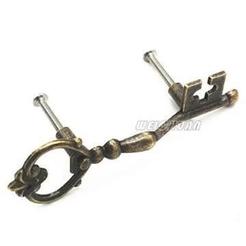 WEICHUAN Antique Zinc Alloy Bronze Key Shape Knobs Pulls Handles - Decorative Kitchen Cabinet Wardrobe Cupboard Furniture Door Drawer Knobs Pulls Handles Hardware DÃcor(Pack of 6)