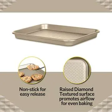 Glad Premium Nonstick Cookie Sheet – Heavy Duty Baking Pan with Raised Diamond Texture, Small, Gol...