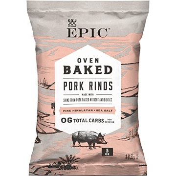 EPIC Pink Himalayan & Sea Salt Baked Pork Rinds - Protein-Rich & Gluten-Free Snack