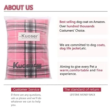 Kuoser Warm Dog Coat, Reversible Dog Jacket Waterproof Dog Winter Coat British Style Plaid Dog Clothes Pet Dog Cold Weather Coats Cozy Snow Jacket Vest for Small Medium Large Dogs Pink S
