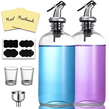 AOZITA Glass Mouthwash Dispenser Set - Stylish & Refillable