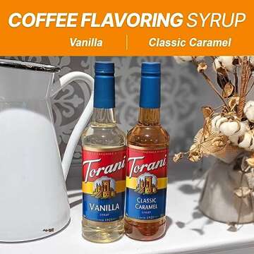 Coffee Syrup Variety Pack - Vanilla and Caramel Syrup for Coffee with 2 Jimoco Syrup Pump Dispenser Compatible with 25.4 Ounces Syrup Bottle for Vanilla and Caramel Flavored Coffee