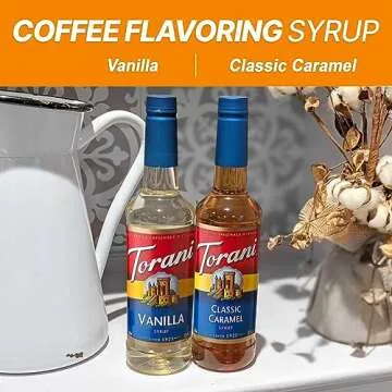 Coffee Syrup Variety Pack - Vanilla and Caramel Syrup for Coffee with 2 Jimoco Syrup Pump Dispenser Compatible with 25.4 Ounces Syrup Bottle for Vanilla and Caramel Flavored Coffee