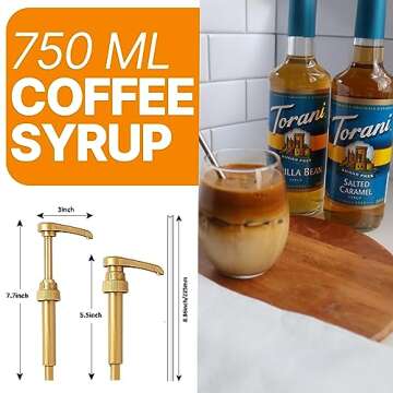 Coffee Syrup Variety Pack - Vanilla and Caramel Syrup for Coffee with 2 Jimoco Syrup Pump Dispenser Compatible with 25.4 Ounces Syrup Bottle for Vanilla and Caramel Flavored Coffee