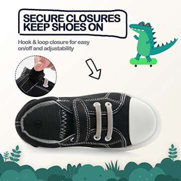 K KomForme Boys Girls Black Canvas Toddler Shoes - Size 7