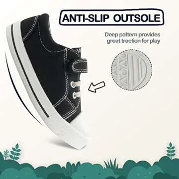 K KomForme Black Canvas Toddler Shoes for School