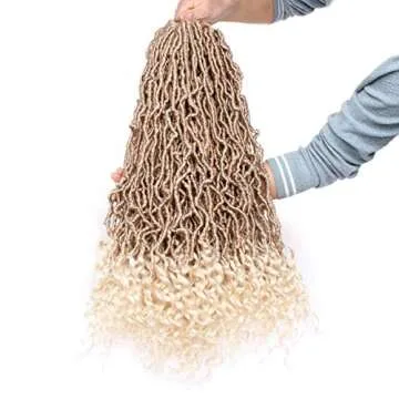 Leeven 24 Inch Goddess New Faux Locs Crochet Hair Ombre Blonde 2 Packs Long Soft Locs Crochet Braids...