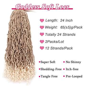 Leeven 24 Inch Goddess Faux Locs - Ombre Blonde Crochet Hair