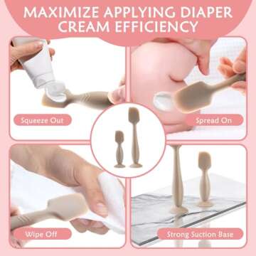 LOTBILL Baby Diaper Cream Spatula, 2 Pack Butt Spatula Baby, Silicone Diaper Cream Applicator, Full-Size and Mini Butt Paste Spatula for Babies, Newborn Baby Necessities (Pink)