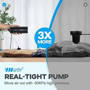 VMSTR Travel Vacuum Storage Bags with Electric Pump, Medium Small Space Saver Bags for Travel and Home Use