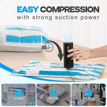 VMSTR Travel Vacuum Storage Bags with Electric Pump, Medium Small Space Saver Bags for Travel and Home Use