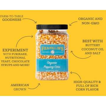 Franklin’s Gourmet Organic Popcorn Kernels - 28oz - Non-GMO, All-Natural