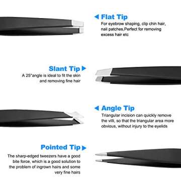 HAWATOUR Tweezers Set - Precision 4Pcs Eyebrows Tweezers for Women
