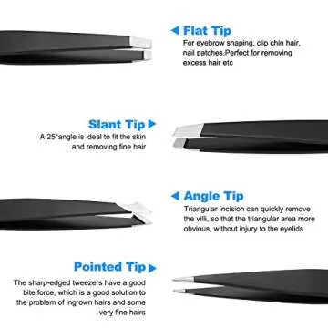 HAWATOUR Tweezers Set - Precision 4Pcs Eyebrows Tweezers for Women