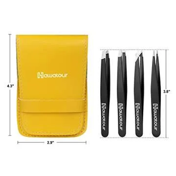 HAWATOUR 4PC Tweezers Set for Precision Grooming