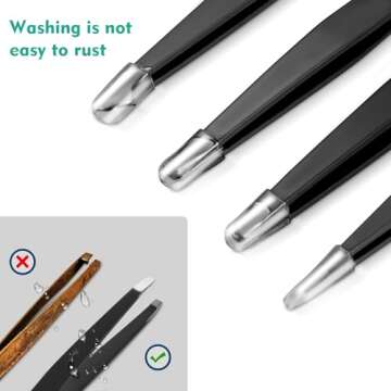 HAWATOUR 4PC Tweezers Set for Precision Grooming