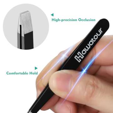 HAWATOUR 4PC Tweezers Set for Precision Grooming
