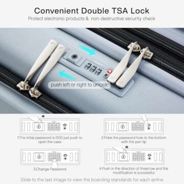 Hanke Grace Expandable Suitcases with Wheels Hardshell Carry On Luggage Airline Approved, 20 Inch Travel Suitcase Lightweight Tsa Luggage for Short Business Trips, Grey.