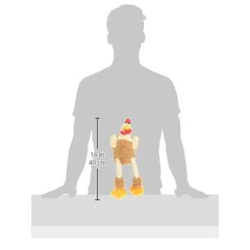 goDog Checkers Skinny Rooster Squeaky Plush Dog Toy, Chew Guard Technology - Brown, Small