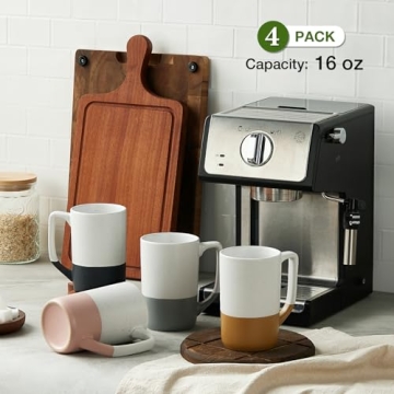 Large Ceramic Coffee Mug Set of 4 - Perfect for Gifts