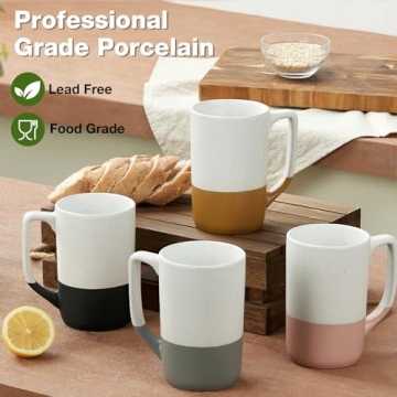 Large Ceramic Coffee Mug Set of 4 - Perfect for Gifts