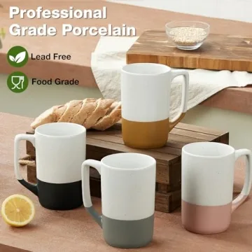 Large Ceramic Coffee Mug Set of 4 - Perfect for Gifts