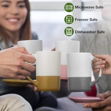 Large Ceramic Coffee Mug Set of 4 - Perfect for Gifts