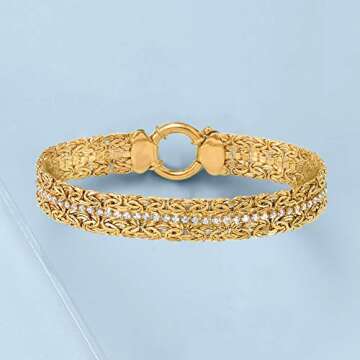 Ross-Simons 3.00 ct. t.w. CZ Byzantine Bracelet in 18kt Gold Over Sterling. 7 inches
