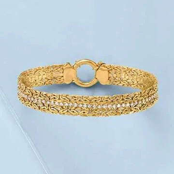 Elegant Ross-Simons CZ Byzantine Bracelet in 18kt Gold