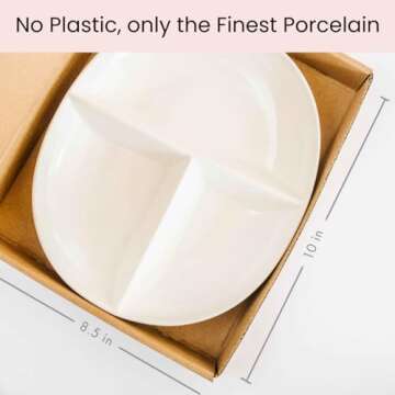 Uba Portion Control Plate (PORCELAIN) for Adults for Healthy Diet (2 Pack)