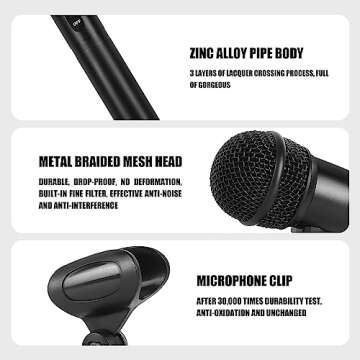 XTUGA New MI7 7-Piece Wired Dynamic Drum Mic Kit Whole Metal- Kick Bass Microphone Set Use for Drums...