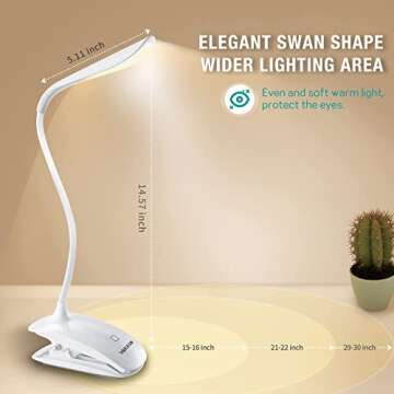 Vekkia Rechargeable Reading Lamp - Eye-Caring & Portable