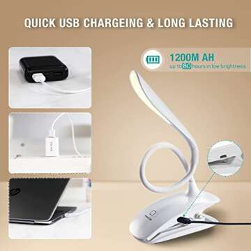Vekkia Rechargeable Reading Lamp - Eye-Caring & Portable