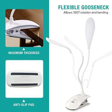 Vekkia Rechargeable Reading Lamp - Eye-Caring & Portable