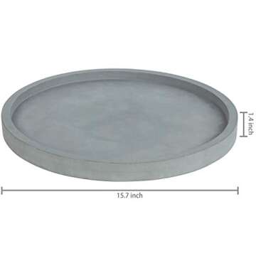 MyGift 16 Inch Round Vanity Tray, Concrete Decorative Bathroom Cosmetic Perfume Jewelry Display Storage Tray