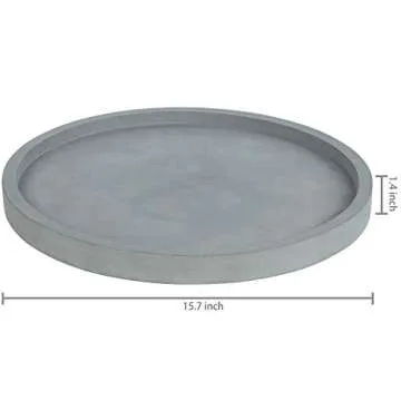 MyGift 16 Inch Round Vanity Tray, Concrete Decorative Bathroom Cosmetic Perfume Jewelry Display Storage Tray