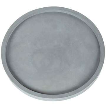 MyGift 16 Inch Round Vanity Tray, Concrete Decorative Bathroom Cosmetic Perfume Jewelry Display Storage Tray