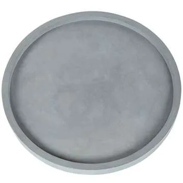 MyGift 16 Inch Round Vanity Tray, Concrete Decorative Bathroom Cosmetic Perfume Jewelry Display Storage Tray