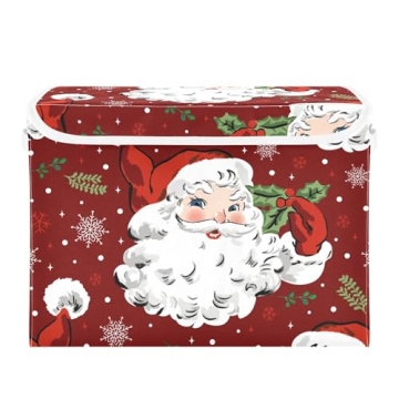 xigua Christmas Santa Claus Storage Bins with Lids and Carrying Handle,Foldable Storage Boxes Organi...