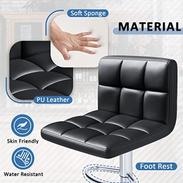 Homall Adjustable PU Leather Bar Stools for Comfort