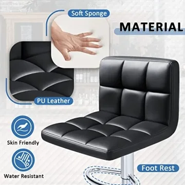 Homall Adjustable PU Leather Bar Stools for Comfort