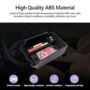 ZCLINKO LUWU 2025 Genesis G70 Accessories for 2019 2021 2022 2023 2024 2025 Genesis G70 Center Console Organizer Armrest Storage Box Armrest Console Organizer Insert Tray Black-trim